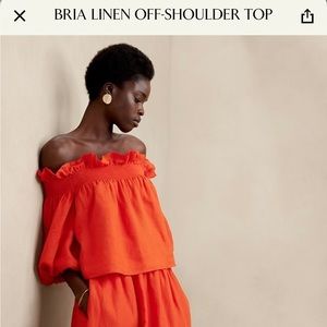 NWT Bria Linen Off the Shoulder Top- red/orange